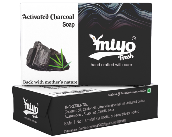 Natural Hand Crafted Soap with Activated Carbon, Avarampoo, Coconut Oil, Castor Oil, and Citronella Essential Oi